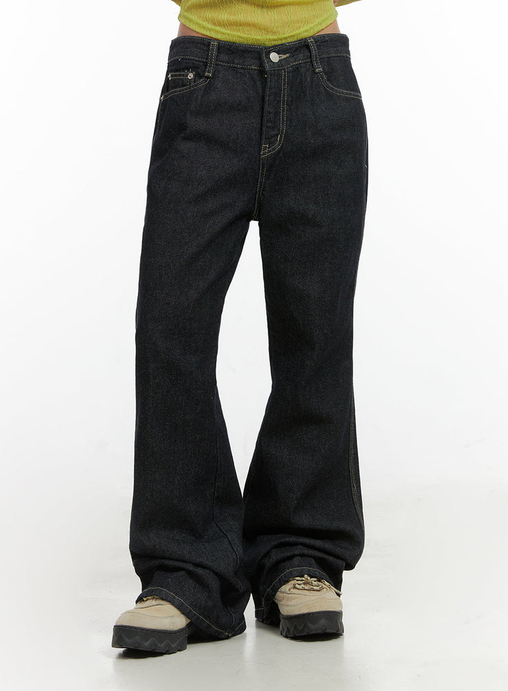 keira-denim-stitched-bootcut-jeans-co415 / Dark blue