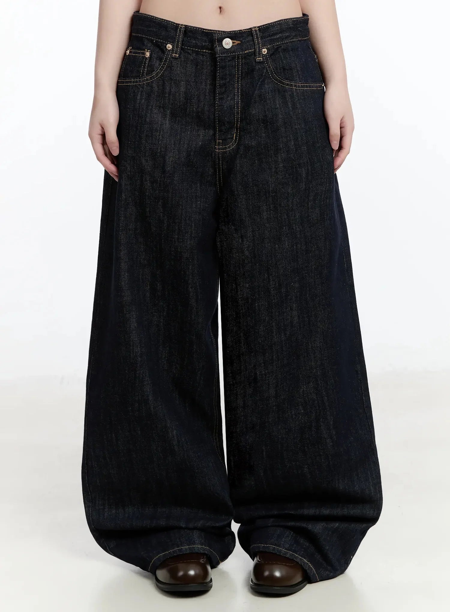 dallas-dark-washed-wide-leg-jeans-im519 / Dark blue