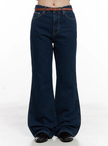 valery-belted-bootcut-jeans-co522 / Dark blue