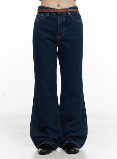 valery-belted-bootcut-jeans-co522 / Dark blue