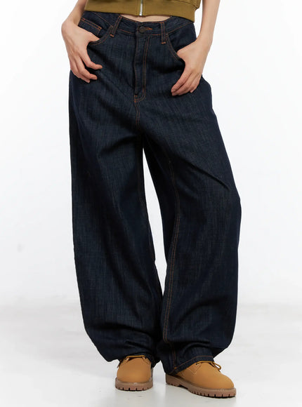 cherry-no-fade-wide-leg-denim-jeans-cl529 / Dark blue