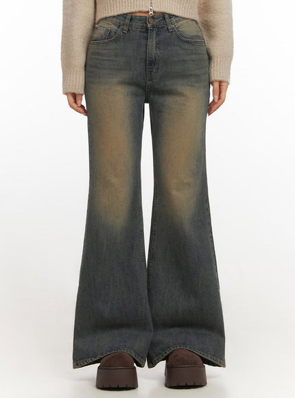 kourtney-vintage-wash-flared-jeans-if510 / Dark blue