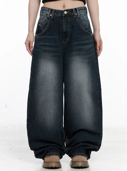 isla-washed-baggy-jeans-co521 / Dark blue