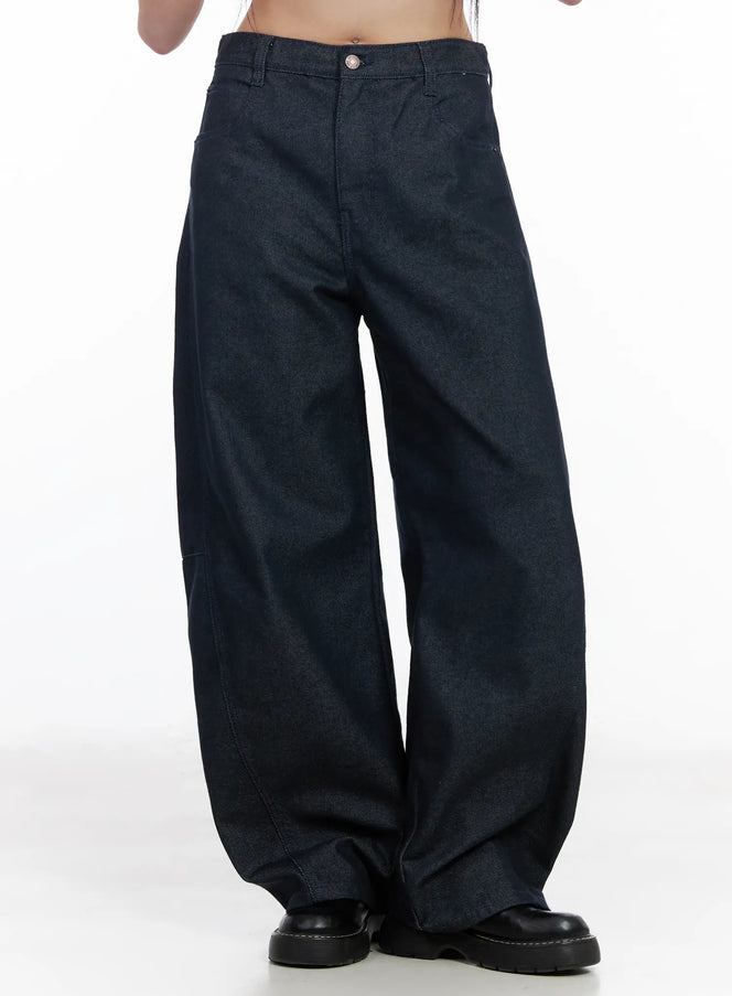 kate-wide-leg-embroidered-jeans-cm513 / Dark blue