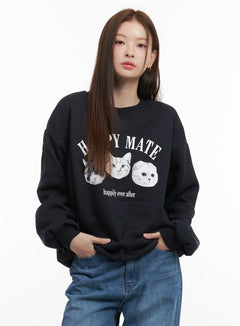 cozy-animal-printed-sweatshirt-od417 / Dark blue