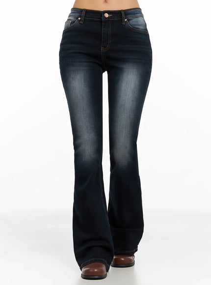 aliyah-mid-rise-flared-jeans-ig528 / Dark blue