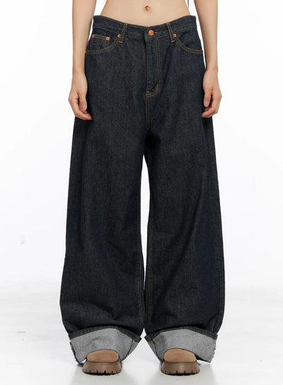 oakley-cuffed-wide-leg-jeans-cs511 / Dark blue