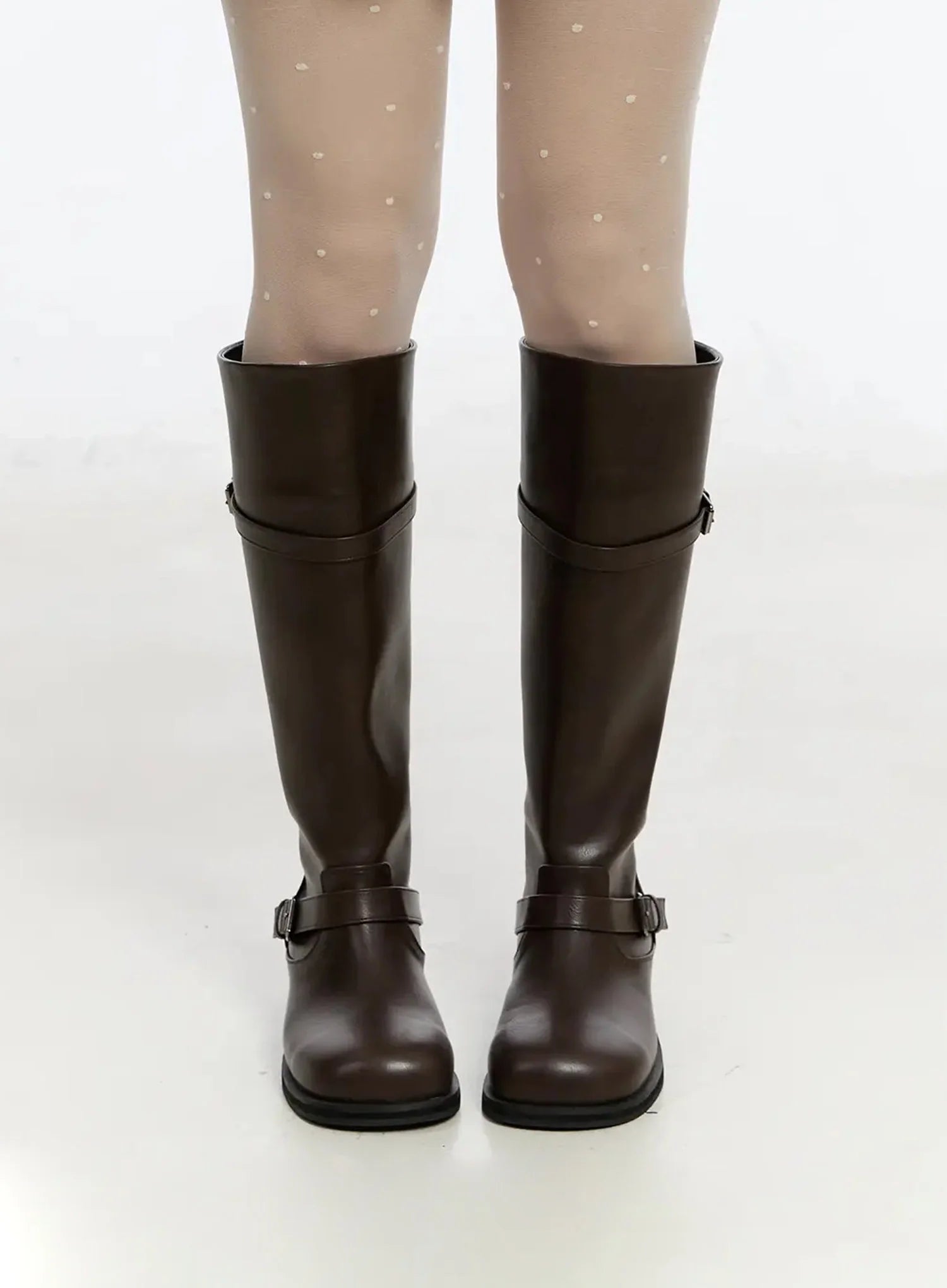 buckled-long-boots-im509 / Dark brown
