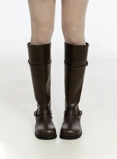 buckled-long-boots-im509 / Dark brown