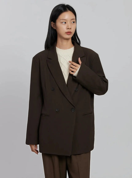oversized-double-button-blazer-id516 / Dark brown