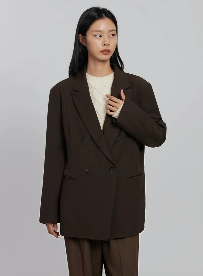 oversized-double-button-blazer-id516 / Dark brown