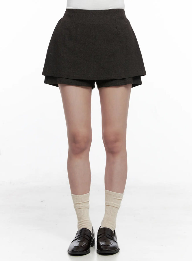 structured-mini-skirt-co524 / Dark brown