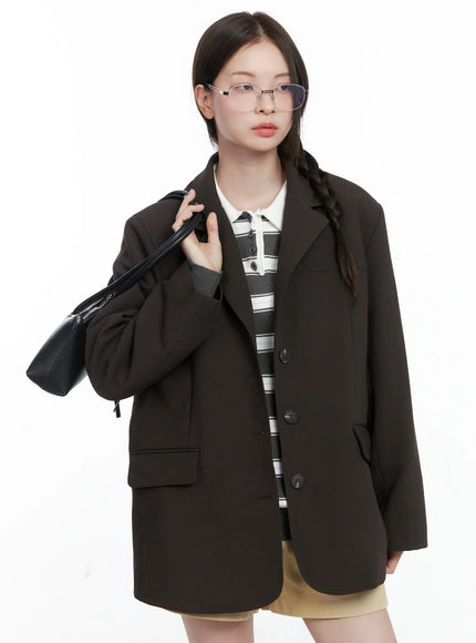 oversized-blazer-jacket-co503 / Dark brown