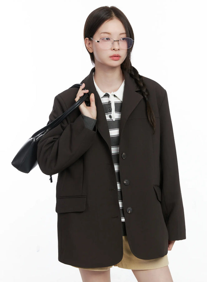 oversized-blazer-jacket-co503 / Dark brown