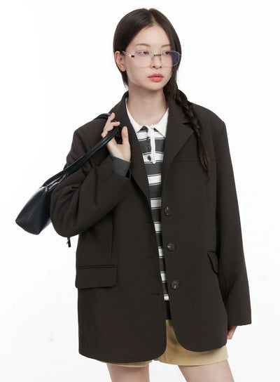 oversized-blazer-jacket-co503 / Dark brown