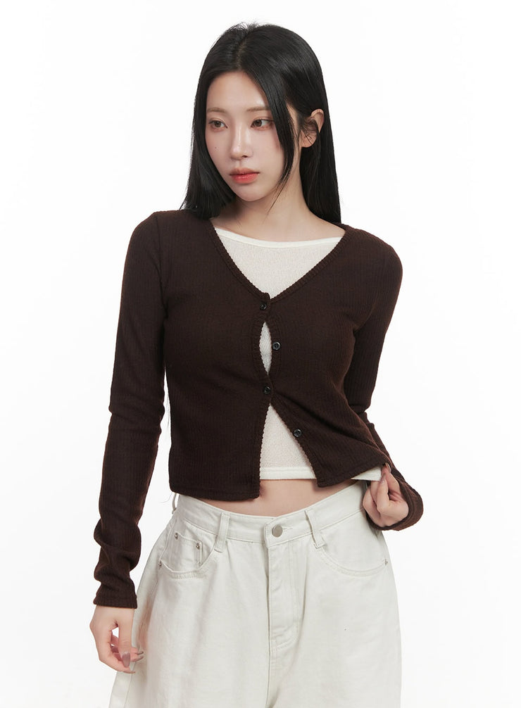 Classic Buttoned Crop Cardigan CJ516