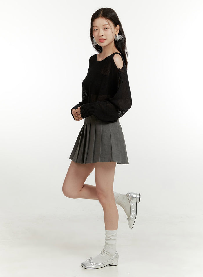 pleated-chic-mini-skirt-ou419 / Dark gray