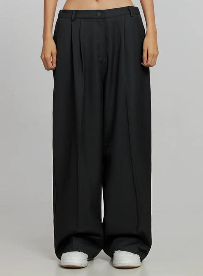 relaxed-fit-wide-leg-trousers-ij502 / Dark gray