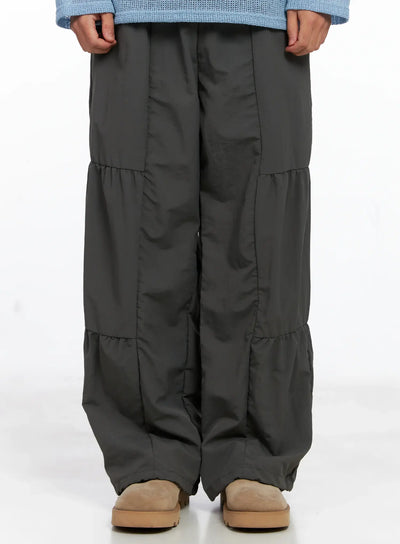 mens-line-stitch-parachute-pants-is510 / Dark gray