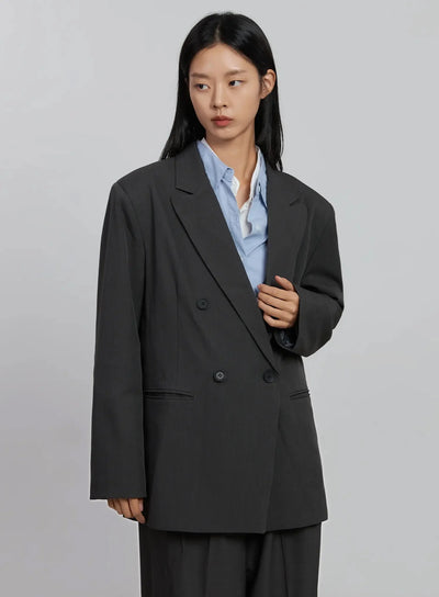 double-button-oversized-blazer-id516 / Dark gray