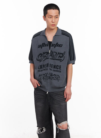 men-s-street-collared-zip-up-top-iu503 / Dark gray