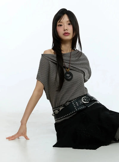 asymmetric-one-shoulder-loose-fit-top-iu525 / Dark gray