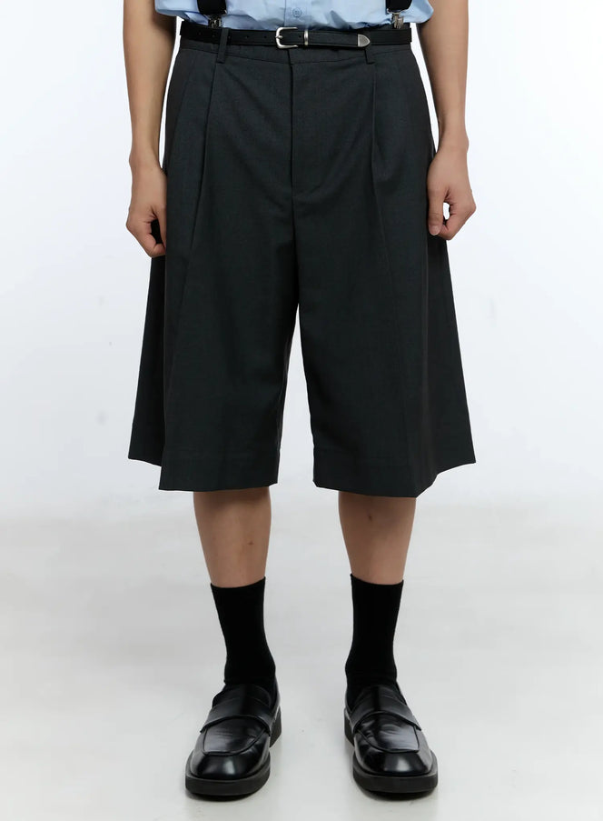 mens-classic-pleated-bermuda-shorts-ig519 / Dark gray