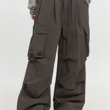 pocketed-wide-leg-cargo-pants-if510 / Dark gray