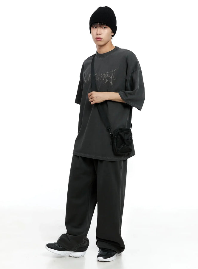 mens-oversized-text-graphic-tee-ig520 / Dark gray