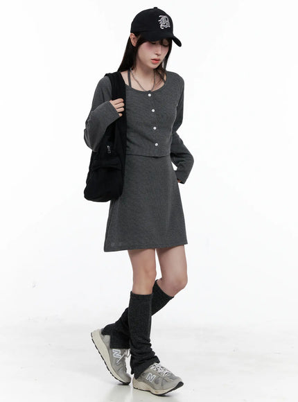 knit-dress-and-cardigan-set-co520 / Dark gray