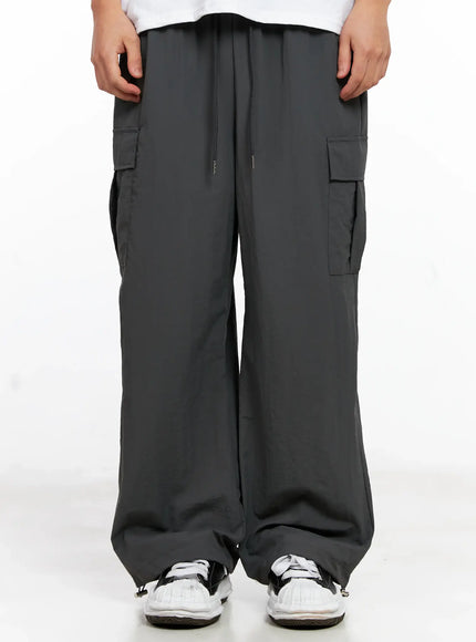 mens-cargo-drawstring-pants-ig508 / Dark gray
