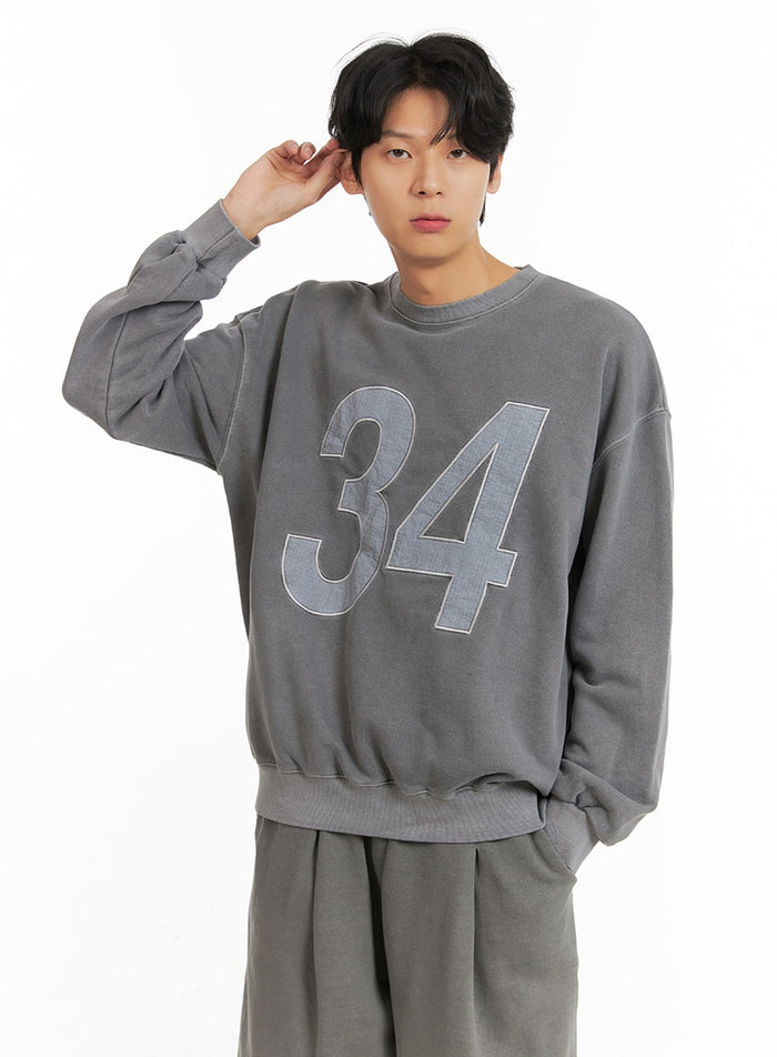 mens-34-graphic-lettering-sweatshirt-ia401 / Dark gray
