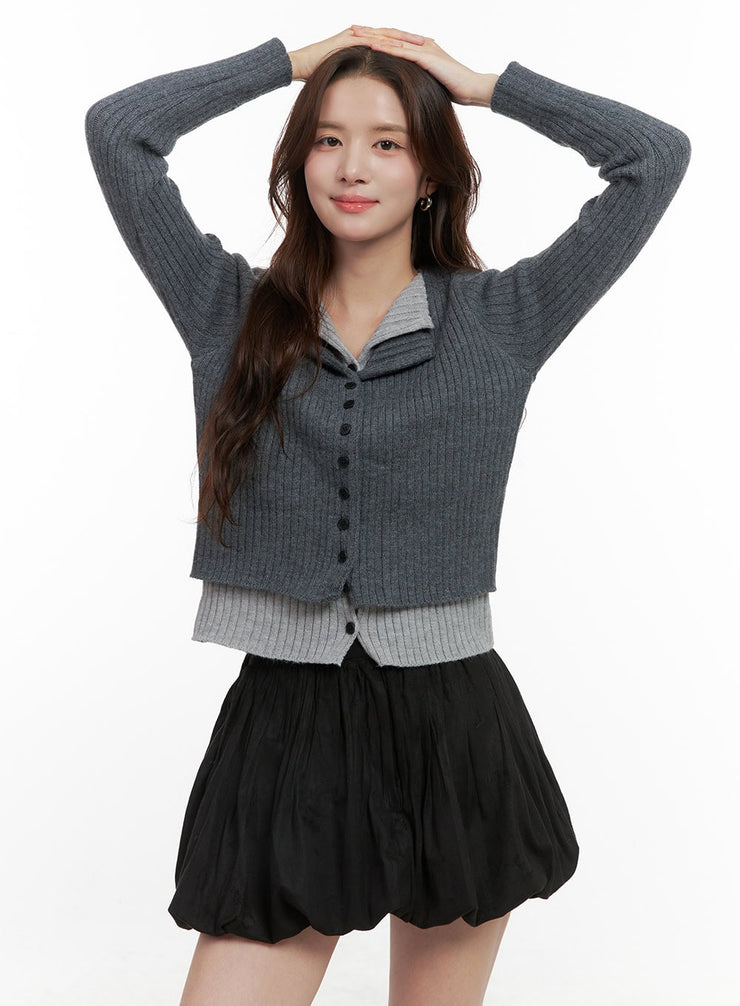 cozy-chic-buttoned-cardigan-oo421 / Dark gray