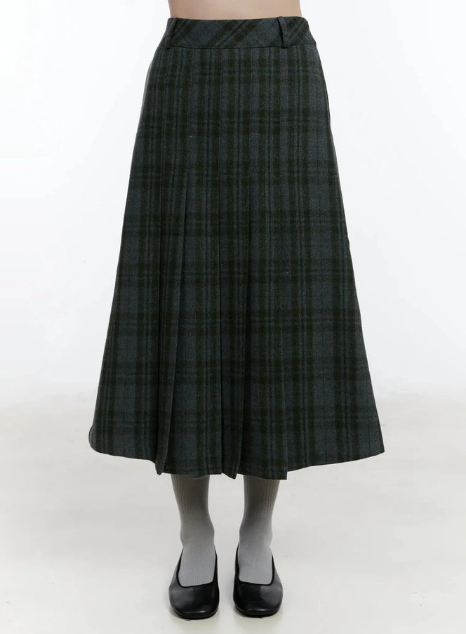 plaid-a-line-midi-skirt-id526 / Dark gray