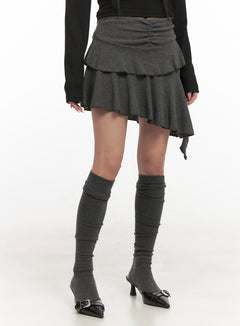 frill-shirring-mini-skirt-cd410 / Dark gray