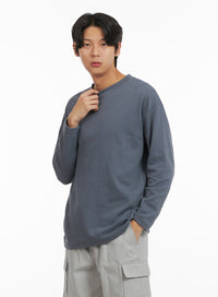 mens-basic-oversized-long-sleeve-tee-dark-gray-iy416 / Dark gray