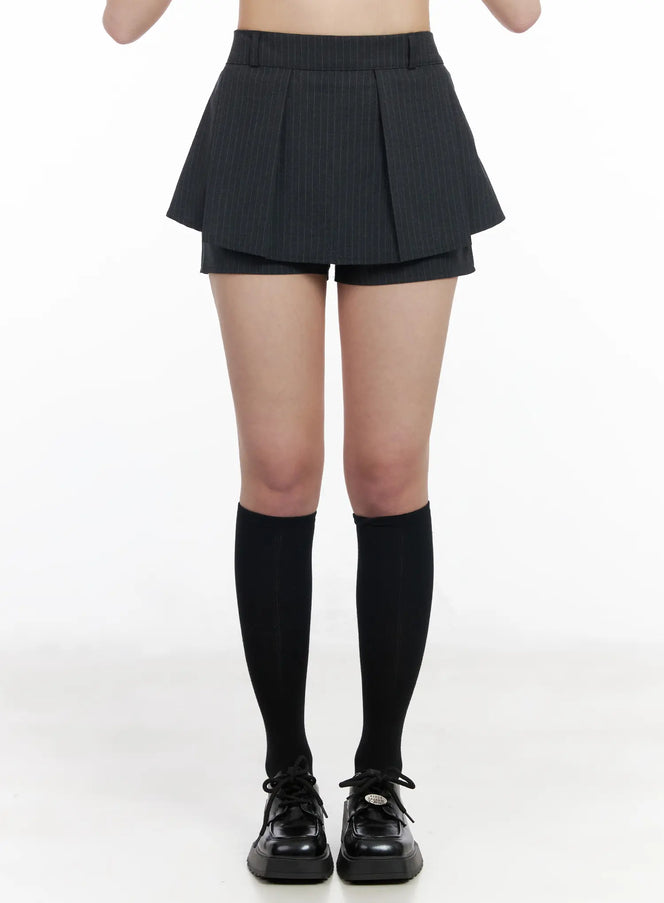 high-waist-pleated-mini-skort-cm512 / Dark gray