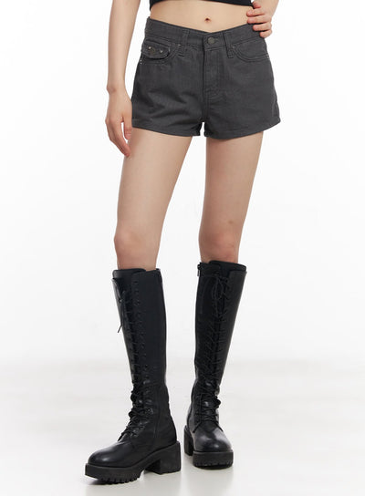 fade-free-denim-studded-shorts-cy512 / Dark gray