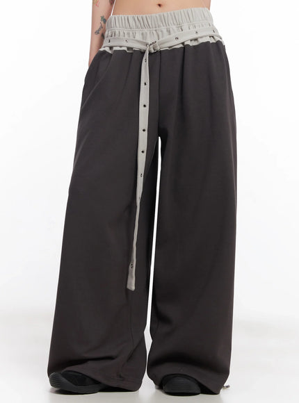 eyelet-belted-trousers-ic503 / Dark gray