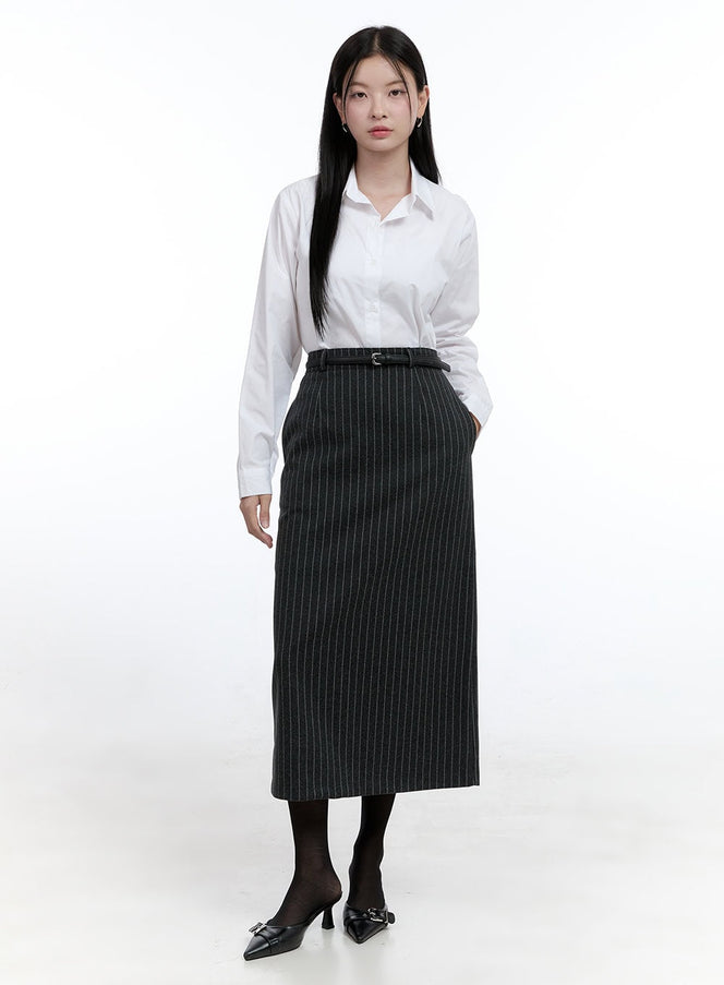 maxi-stripe-print-skirt-oo429 / Dark gray