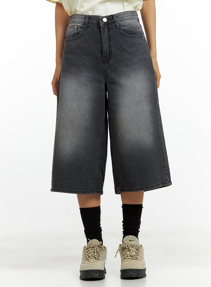 washed-wide-jorts-cu420 / Dark gray