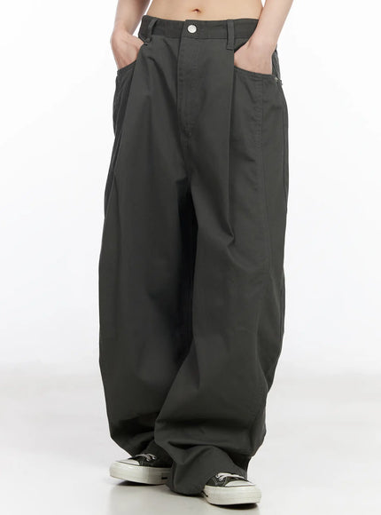 pintuck-wide-cotton-pants-cm518 / Dark gray