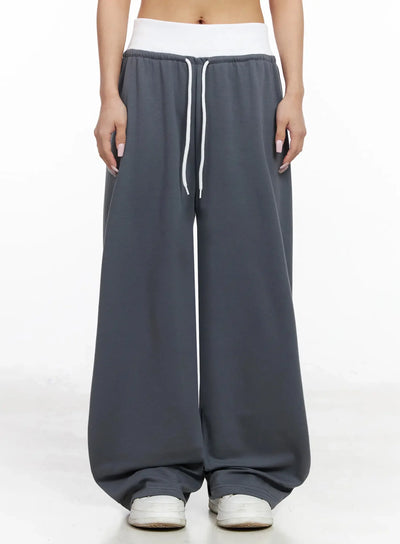layered-wide-leg-sweatpants-iy504 / Dark gray