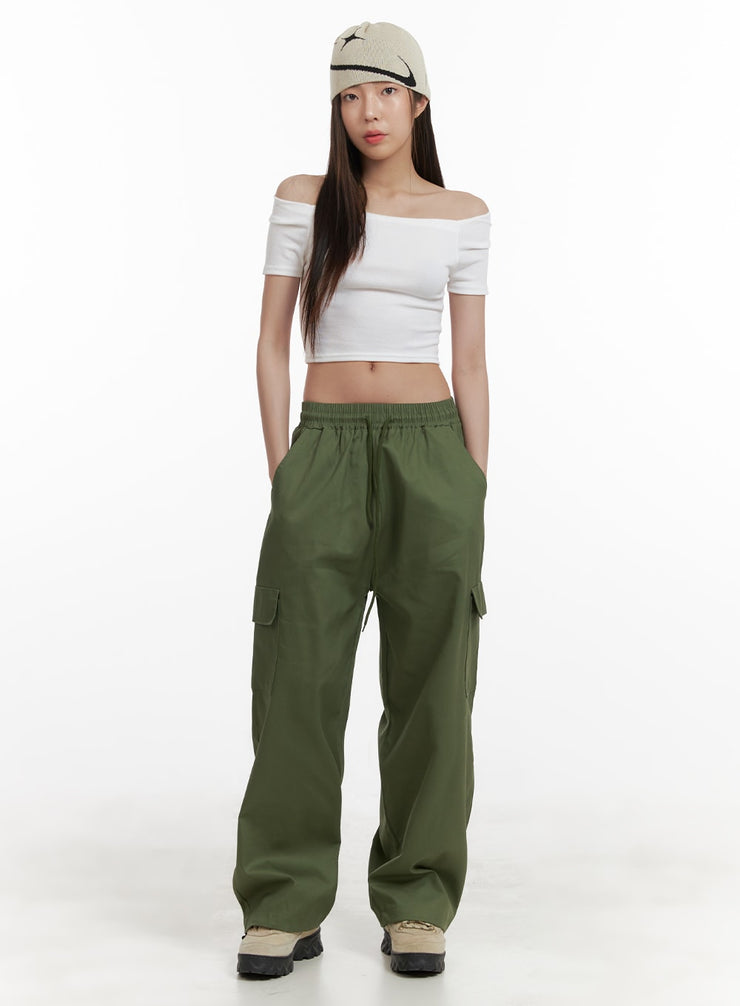 comfy-cargo-pants-dark-green-oa429 / Dark green