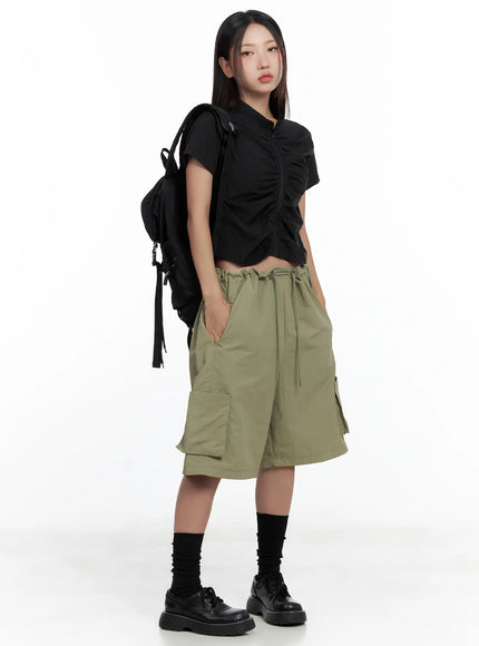 nylon-cargo-bermuda-shorts-cl509 / Dark green
