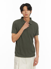 mens-basic-short-sleeve-polo-shirt-dark-green-iy416 / Dark green