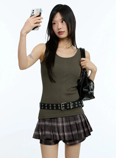basic-slim-fit-tank-top-iu524 / Dark green