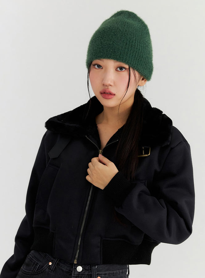 soft-textured-beanie-in317 / Dark green