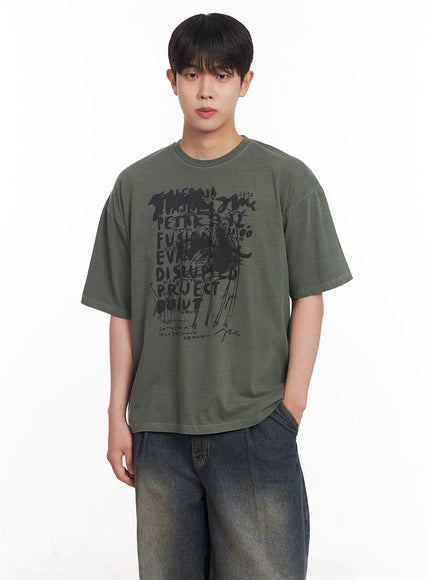mens-cotton-bliss-graphic-t-shirt-iy522 / Dark green