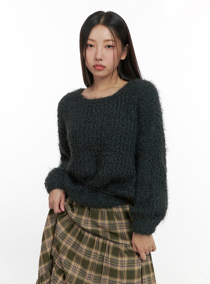classic-solid-long-sleeve-sweater-in415 / Dark green